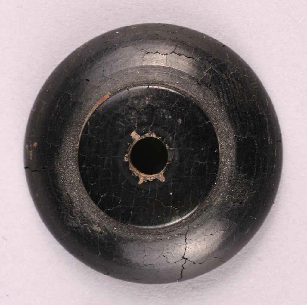 Button or Bead, Stone, probably jet; carved 