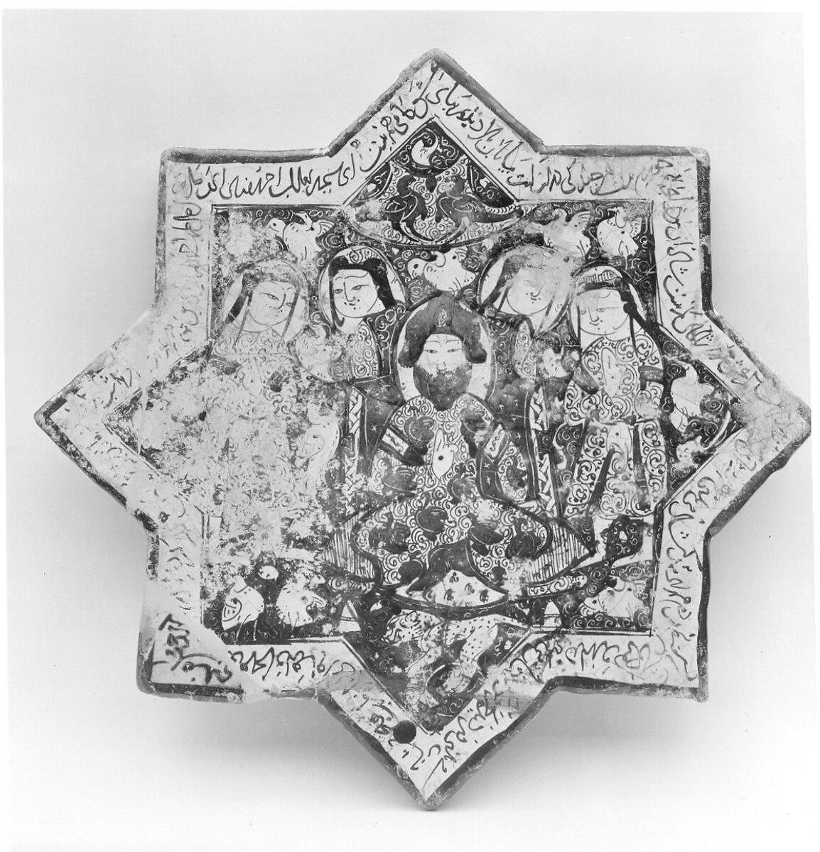 Luster Star-Shaped Tile, Stonepaste; luster-painted on opaque glaze with inglaze painting