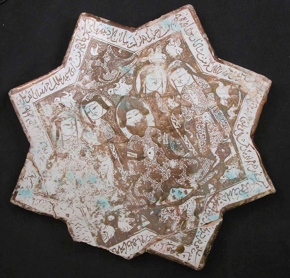 Luster Star-Shaped Tile, Stonepaste; luster-painted on opaque glaze with inglaze painting