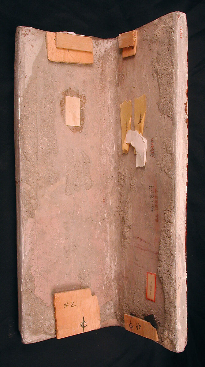 Three Corner Tiles, Stonepaste; modeled, inglaze painted in blue and luster-painted on opaque white glaze