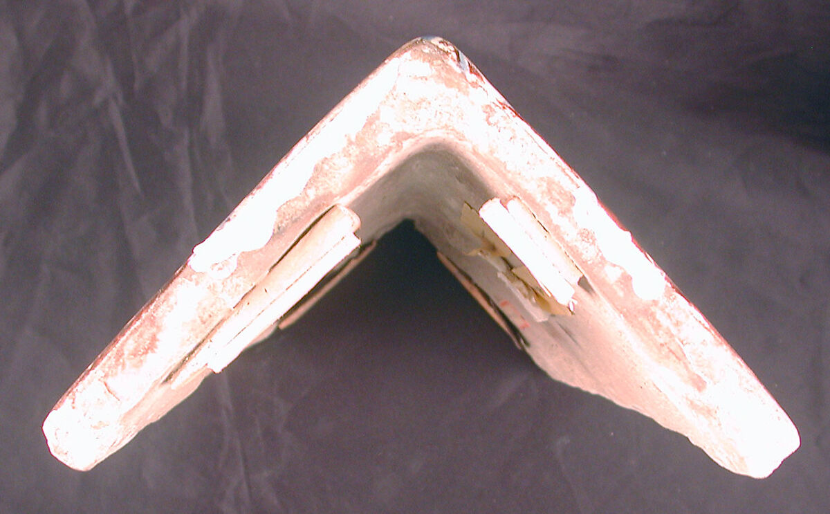 Three Corner Tiles, Stonepaste; modeled, inglaze painted in blue and luster-painted on opaque white glaze