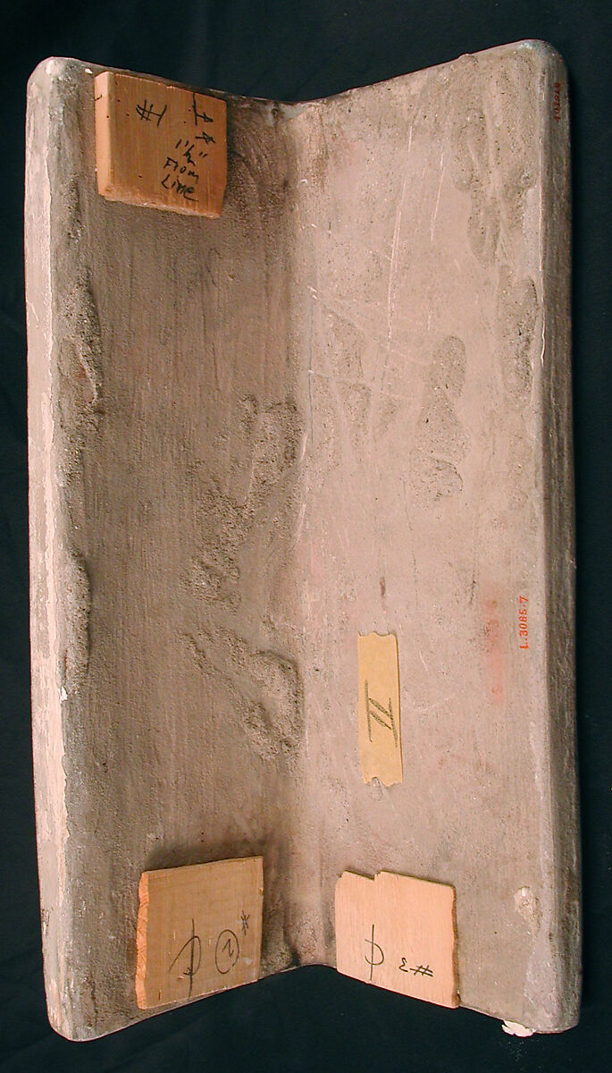 Corner Tile, Stonepaste; modeled, inglaze painted in blue and luster-painted on opaque white glaze