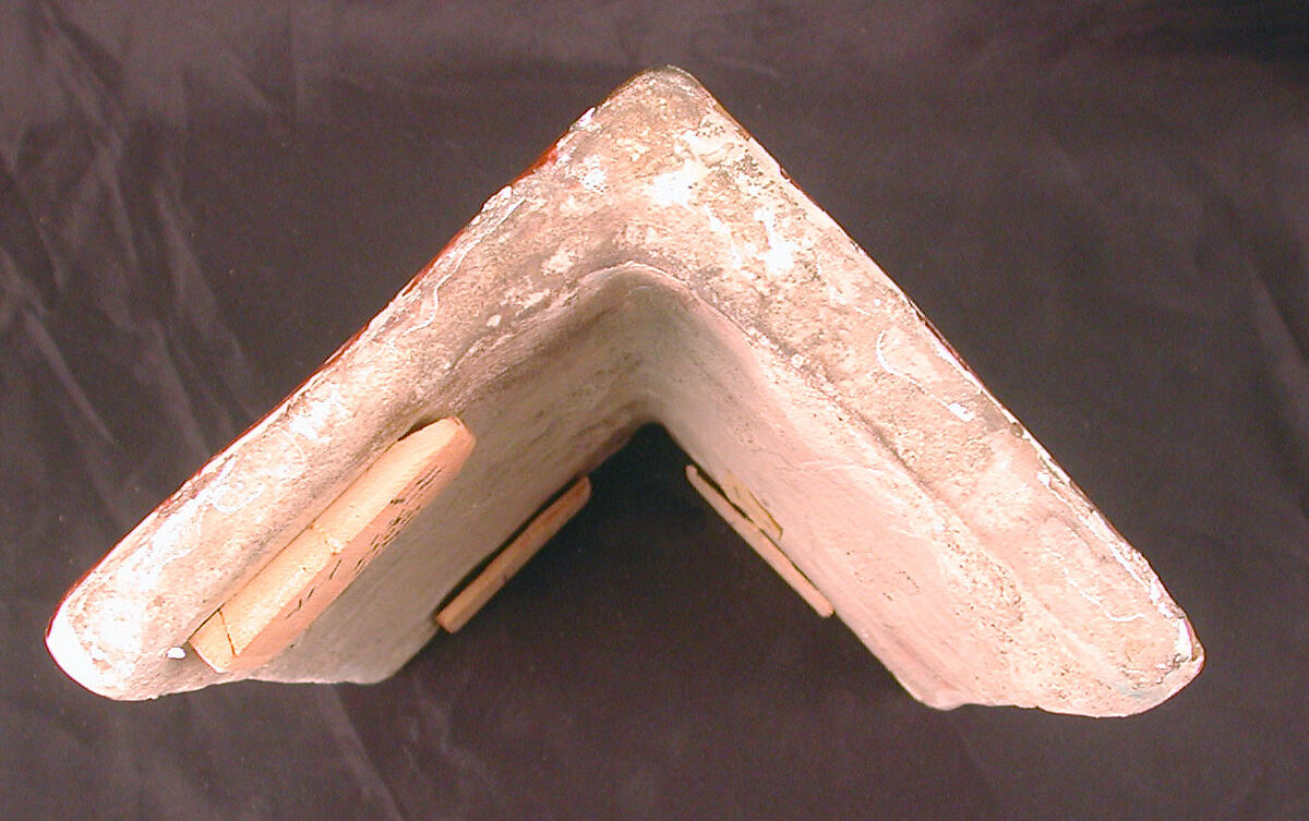 Corner Tile, Stonepaste; modeled, inglaze painted in blue and luster-painted on opaque white glaze