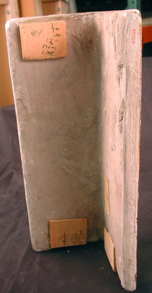 Corner Tile, Stonepaste; modeled, inglaze painted in blue and luster-painted on opaque white glaze