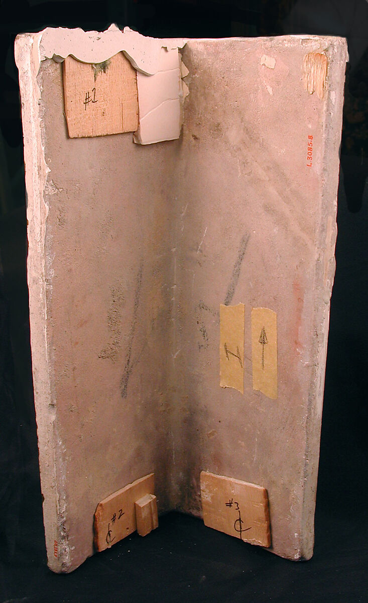 Corner Tile, Stonepaste; modeled, inglaze painted in blue and luster-painted on opaque white glaze