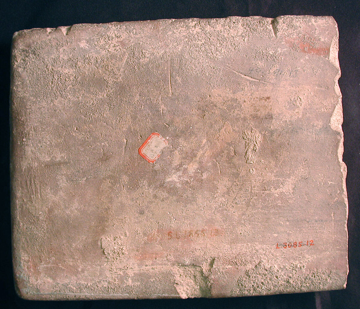 Tile, Stonepaste; modeled, inglaze painted in blue and luster-painted on opaque white glaze