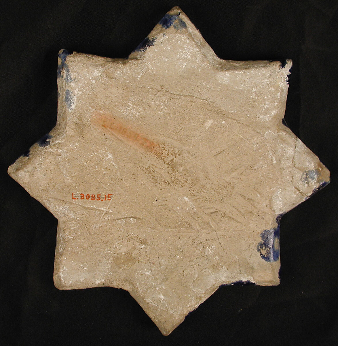 Star-Shaped Tile, Stonepaste; molded, overglaze painted and leaf gilded (lajvardina)