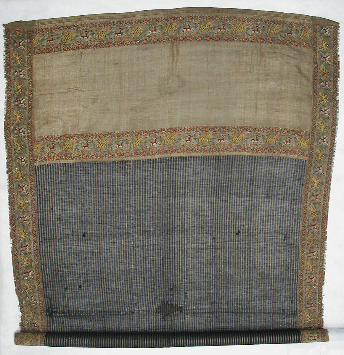 Chadar, Cotton and metal wrapped thread; tapestry-woven
Border: silk and metal wrapped thread