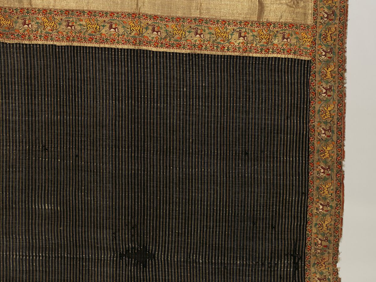 Chadar, Cotton and metal wrapped thread; tapestry-woven
Border: silk and metal wrapped thread