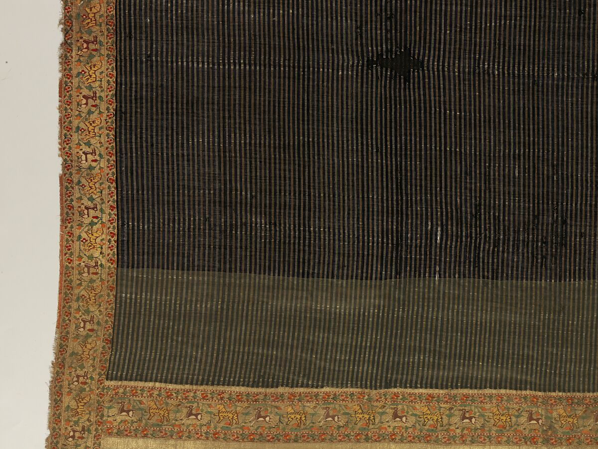 Chadar, Cotton and metal wrapped thread; tapestry-woven
Border: silk and metal wrapped thread