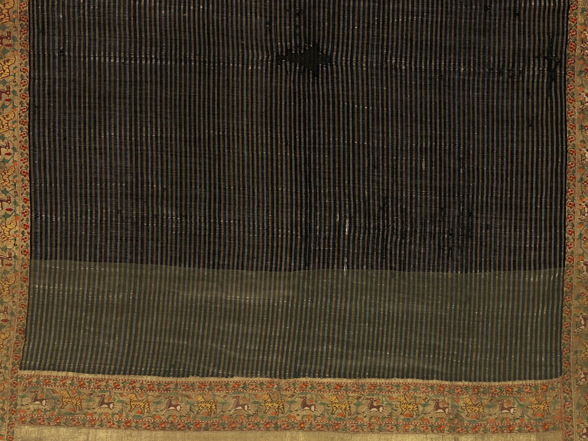 Chadar, Cotton and metal wrapped thread; tapestry-woven
Border: silk and metal wrapped thread
