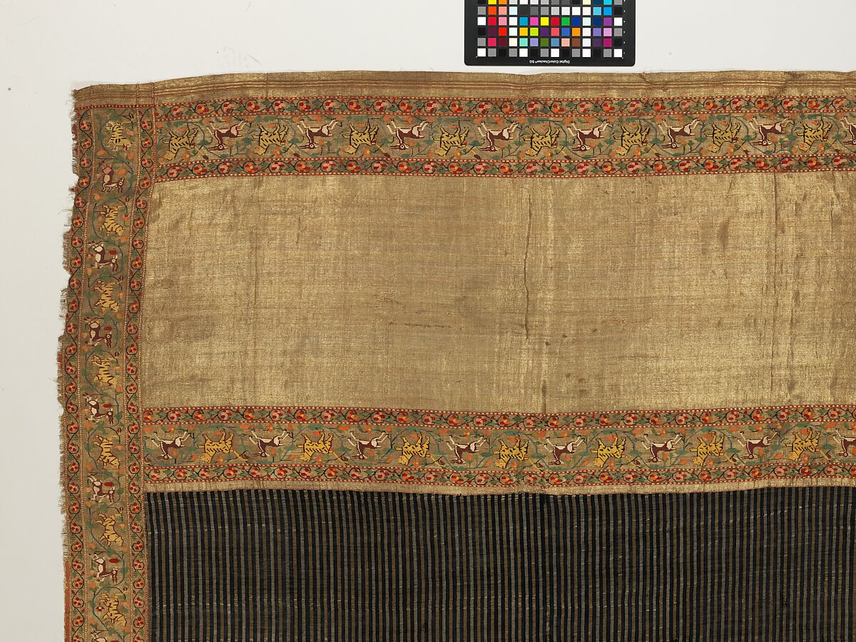 Chadar, Cotton and metal wrapped thread; tapestry-woven
Border: silk and metal wrapped thread
