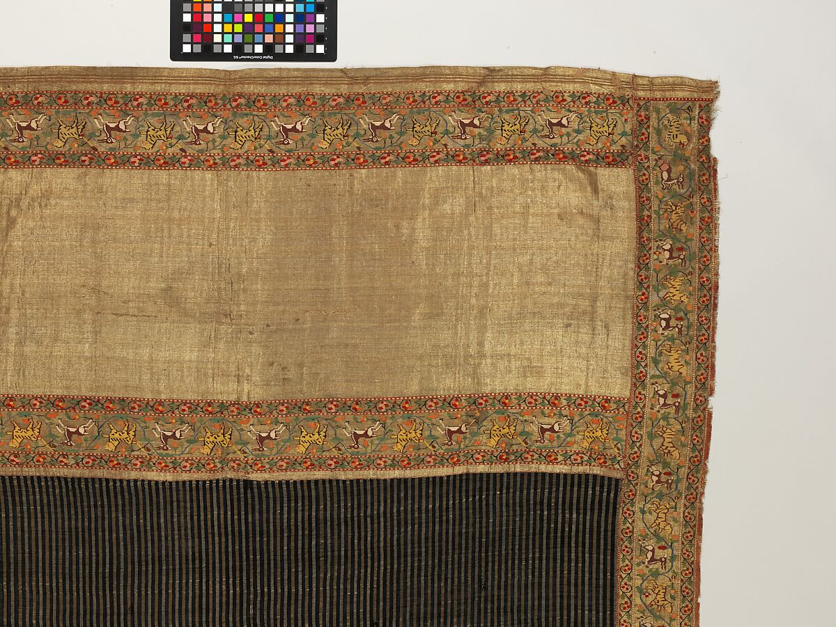 Chadar, Cotton and metal wrapped thread; tapestry-woven
Border: silk and metal wrapped thread