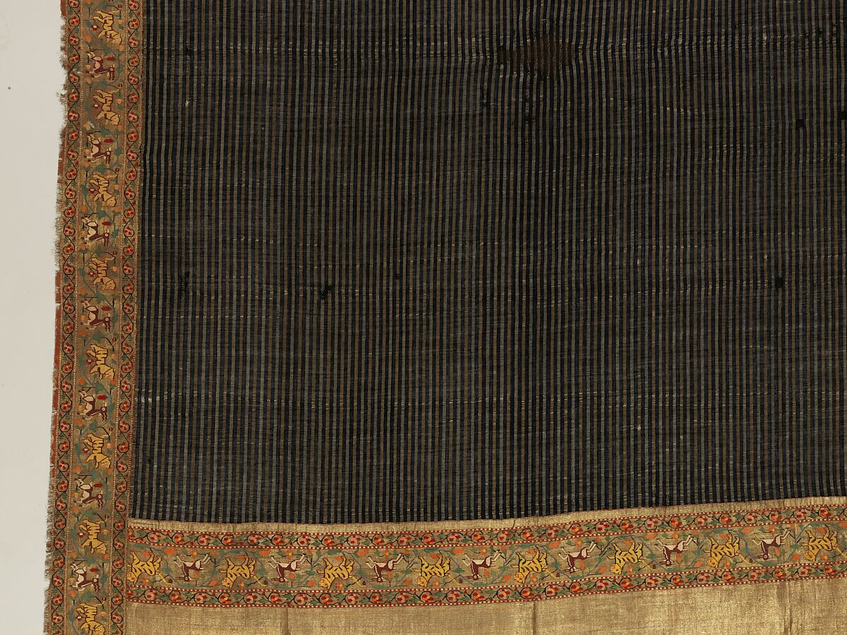 Chadar, Cotton and metal wrapped thread; tapestry-woven
Border: silk and metal wrapped thread