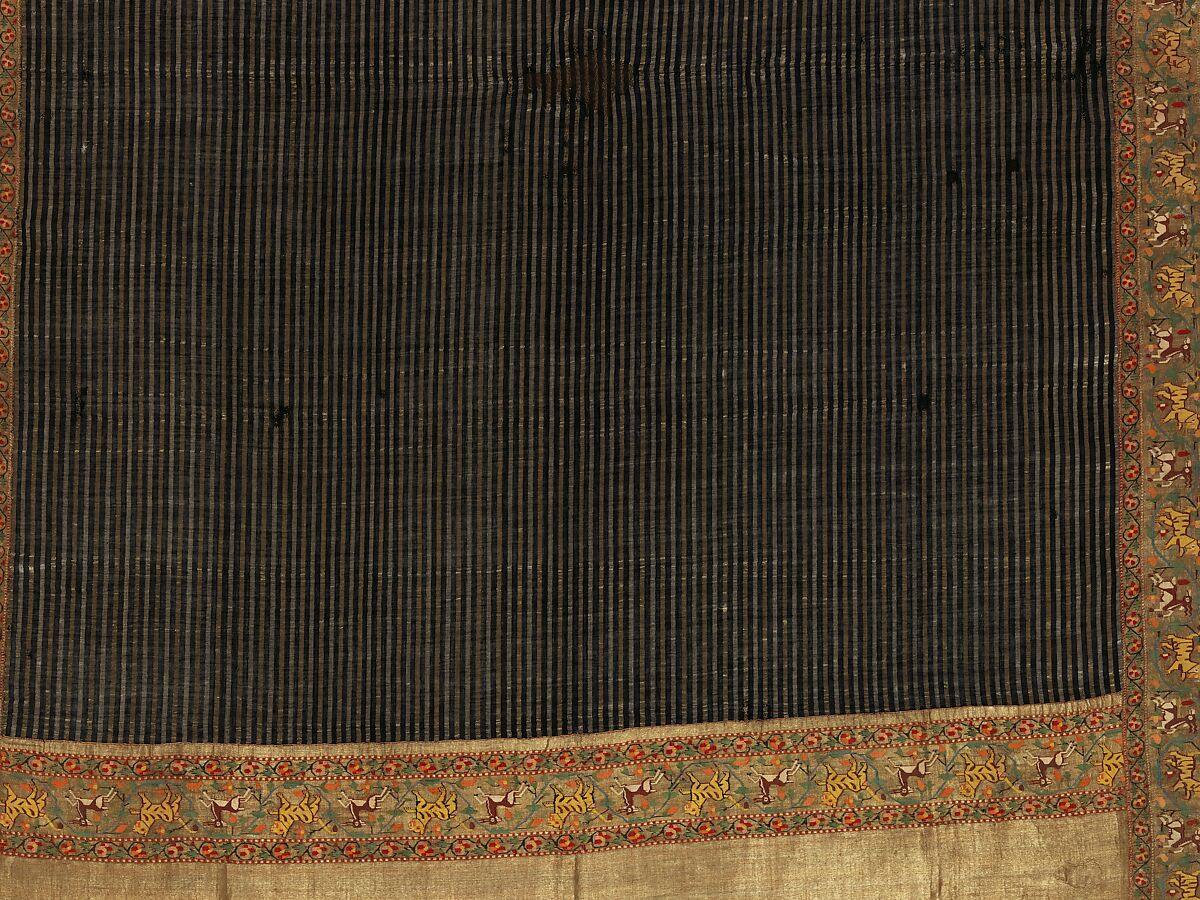 Chadar, Cotton and metal wrapped thread; tapestry-woven
Border: silk and metal wrapped thread