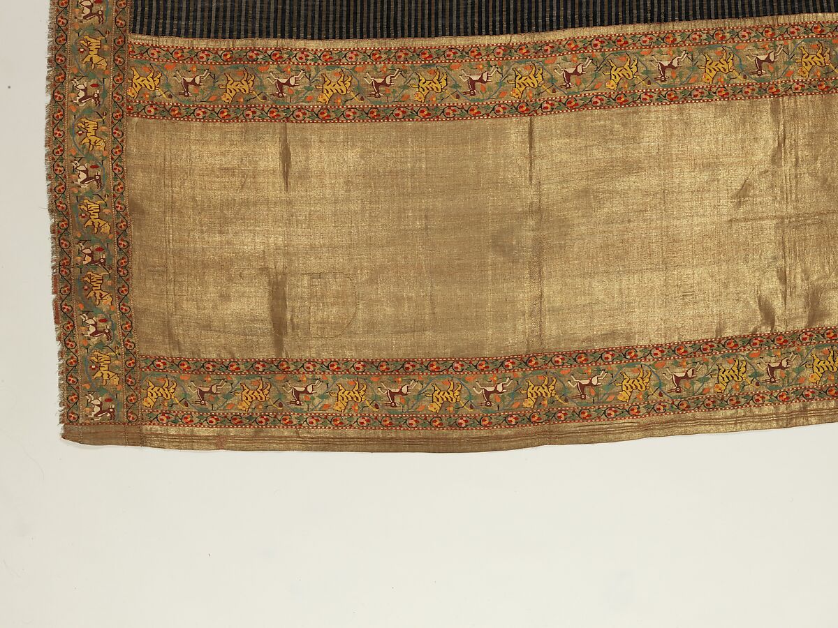 Chadar, Cotton and metal wrapped thread; tapestry-woven
Border: silk and metal wrapped thread