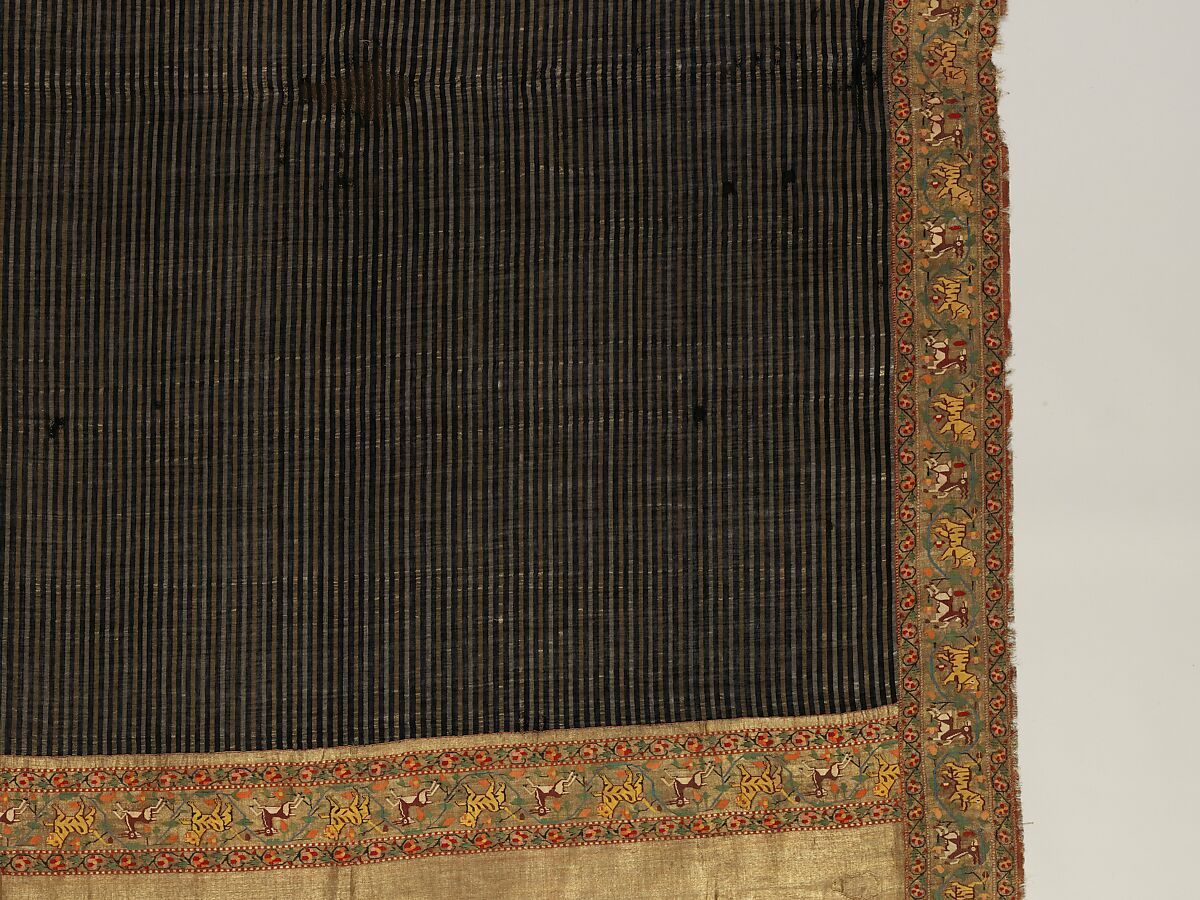 Chadar, Cotton and metal wrapped thread; tapestry-woven
Border: silk and metal wrapped thread
