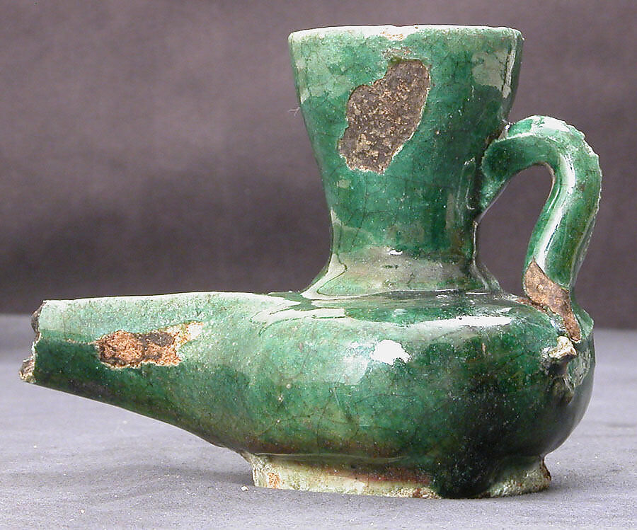 Lamp, Earthenware; molded and glazed