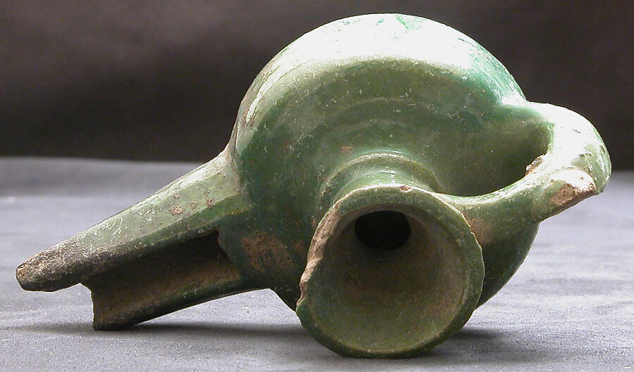 Lamp, Earthenware; glazed, impressed