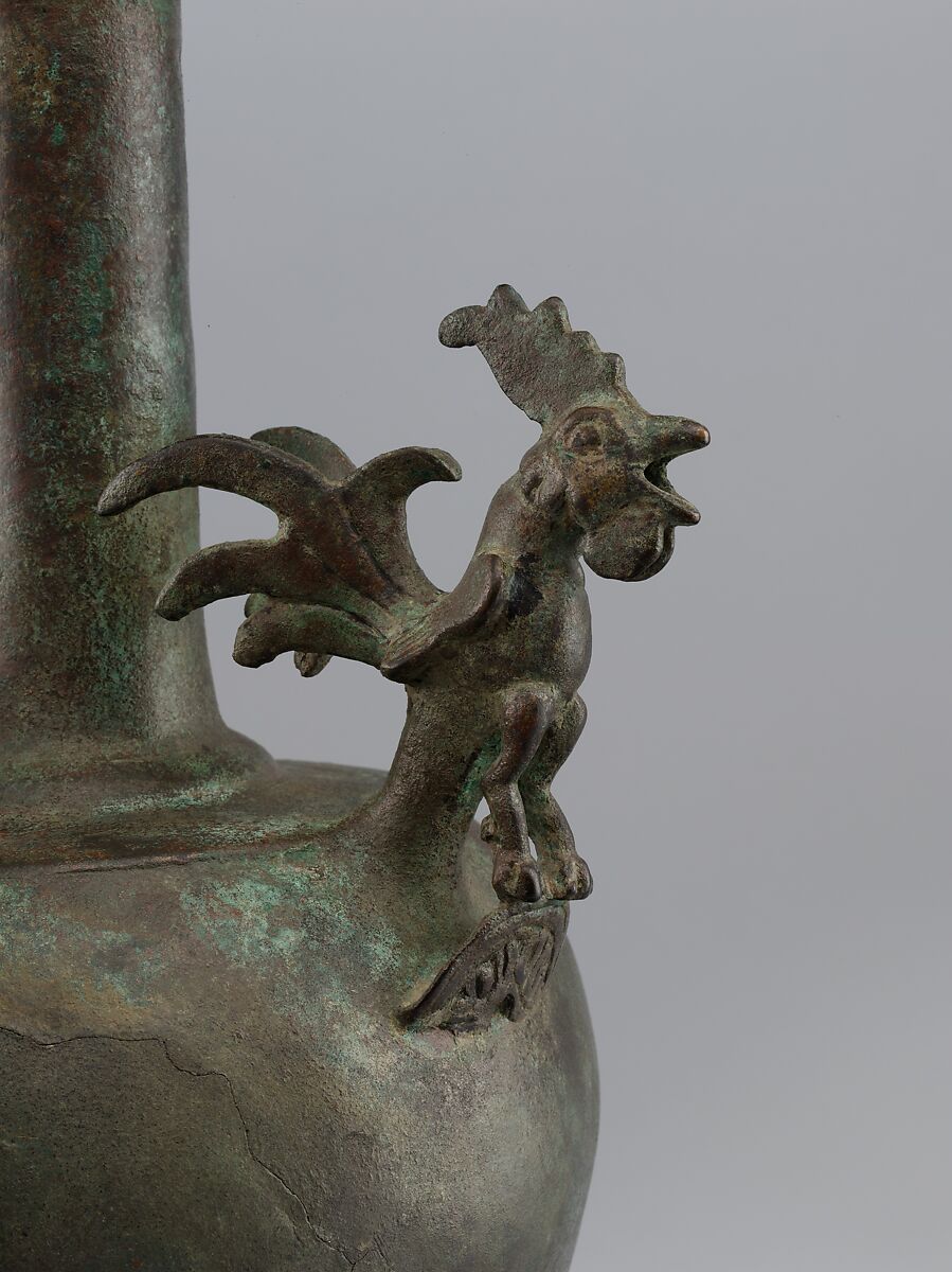 Ewer with a Cock-Shaped Spout, Bronze; cast and pierced