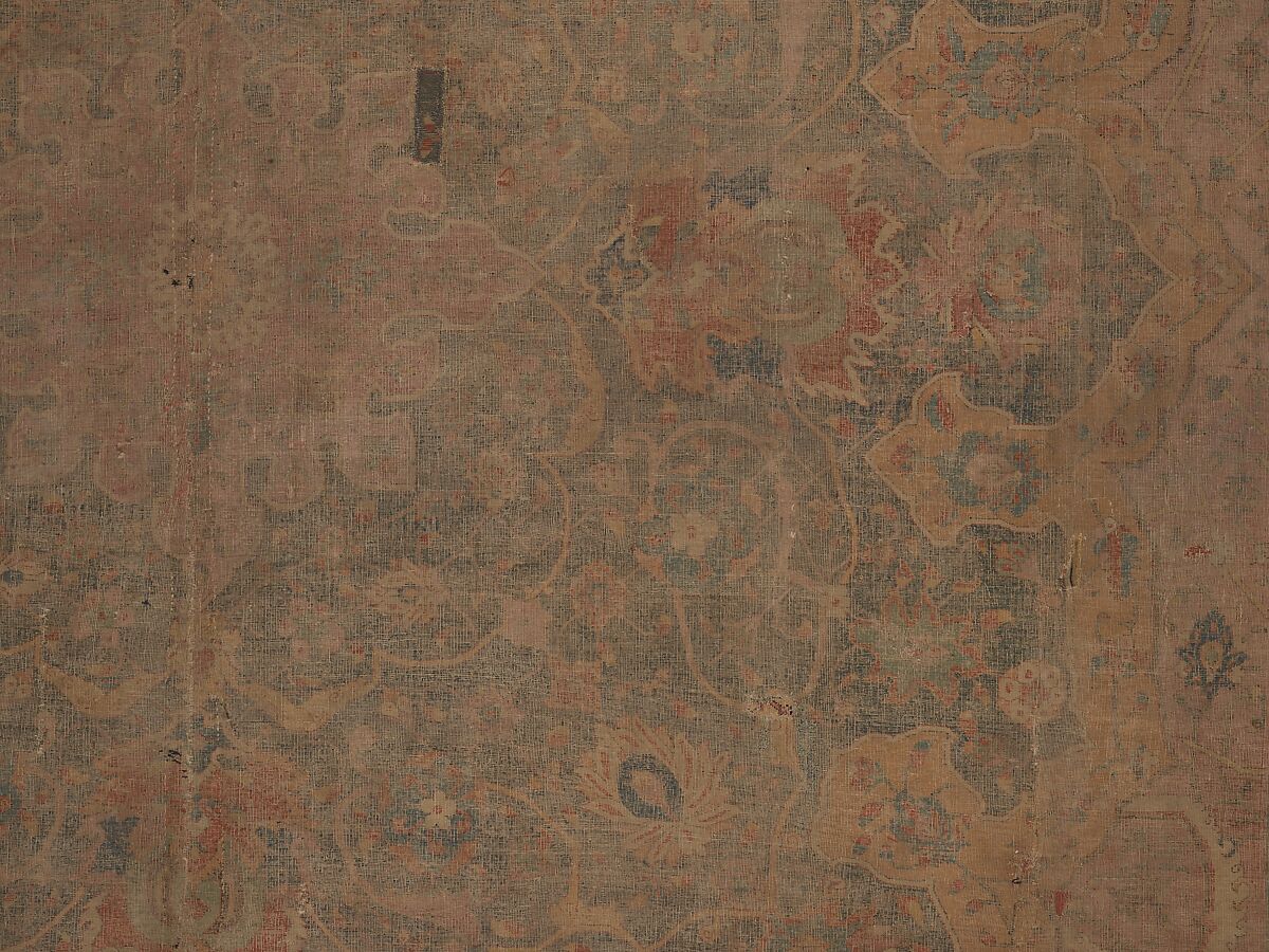 Carpet, Cotton (warp and weft), wool (pile); asymmetrically knotted pile 