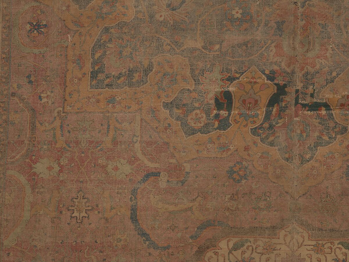 Carpet, Cotton (warp and weft), wool (pile); asymmetrically knotted pile 
