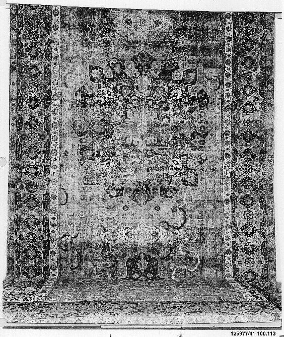 Carpet, Cotton (warp and weft), wool (pile); asymmetrically knotted pile 