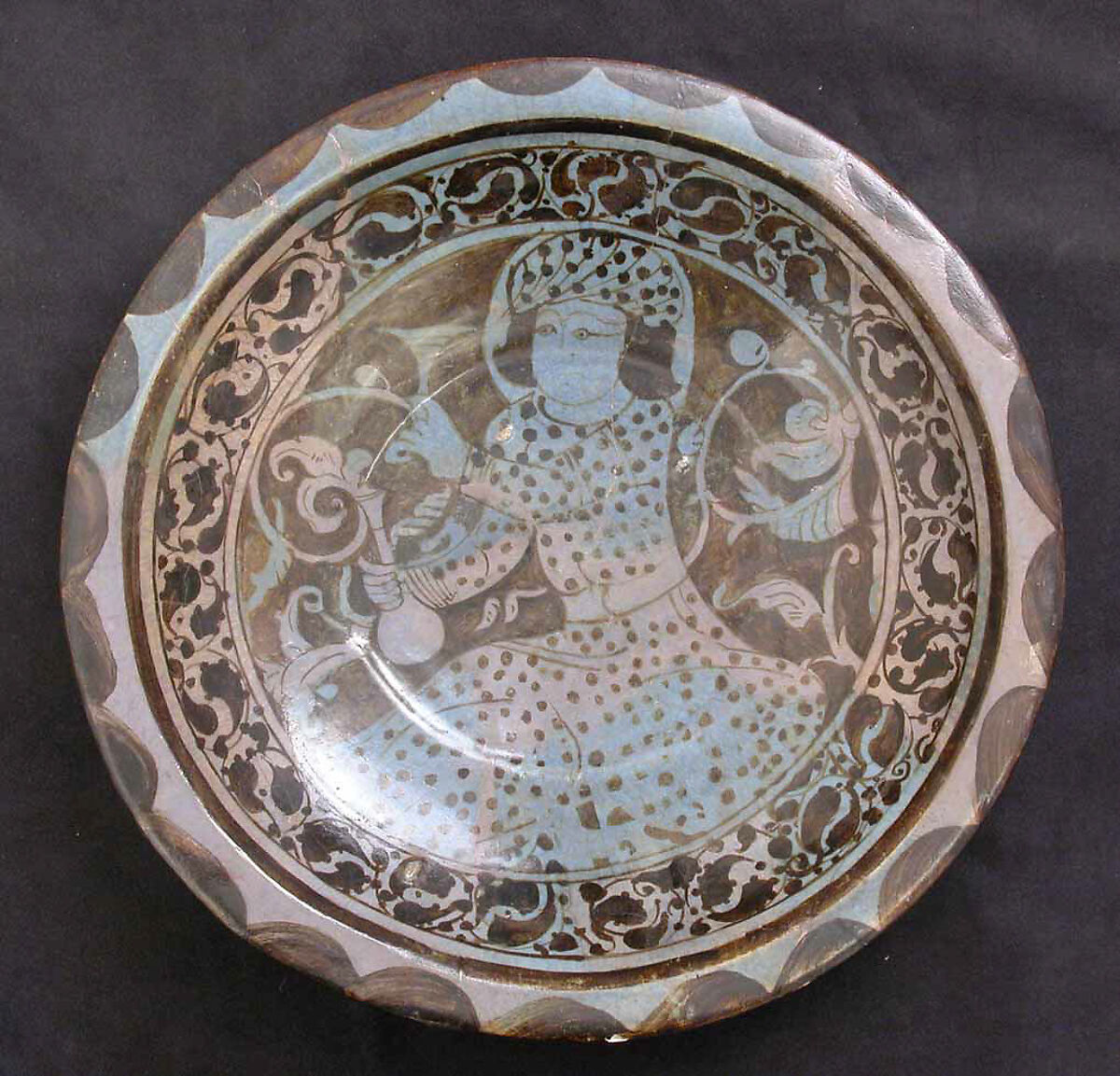Dish, Stonepaste; luster-painted on opaque white ground 