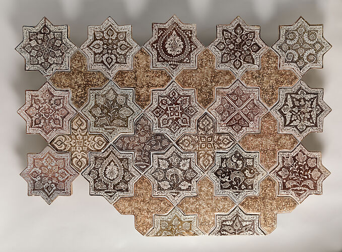 Panel Composed with Tiles in Shape of Eight-pointed Stars and Crosses