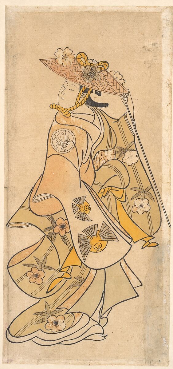 Actor Sanjo Kantaro (1697–1763) as a Woman, Okumura Toshinobu (active ca. 1717–1750), Woodblock print (urushi-e); ink and color on paper, Japan 