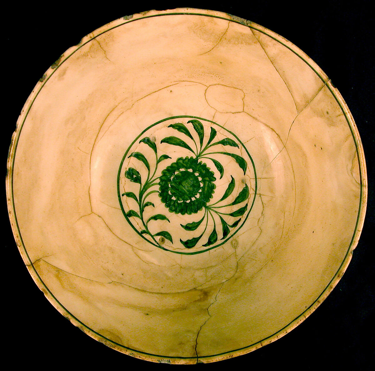 Polychrome Bowl with Cloud Decoration, Stonepaste; polychrome painted under transparent glaze