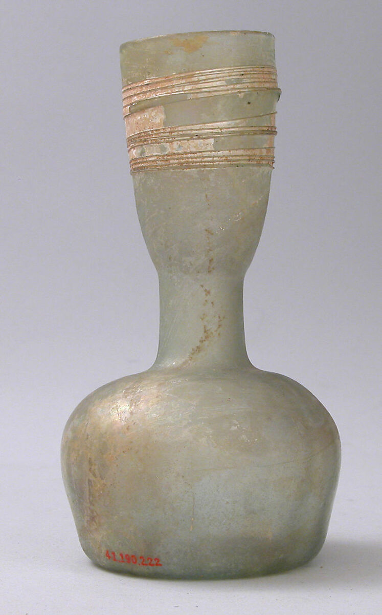 Bottle, Glass; blown, applied decoration 