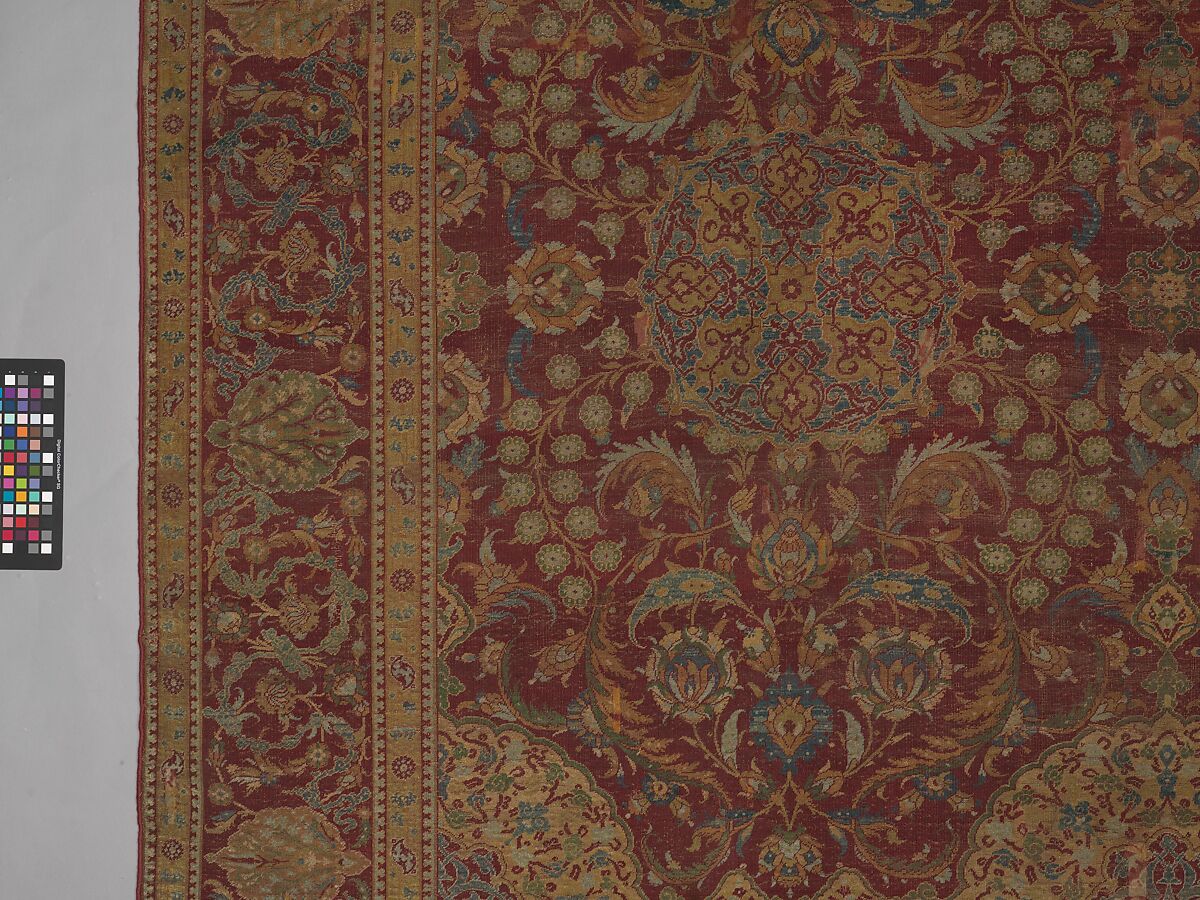 Ottoman Court Carpet, Wool (warp, weft and pile); asymmetrically knotted pile