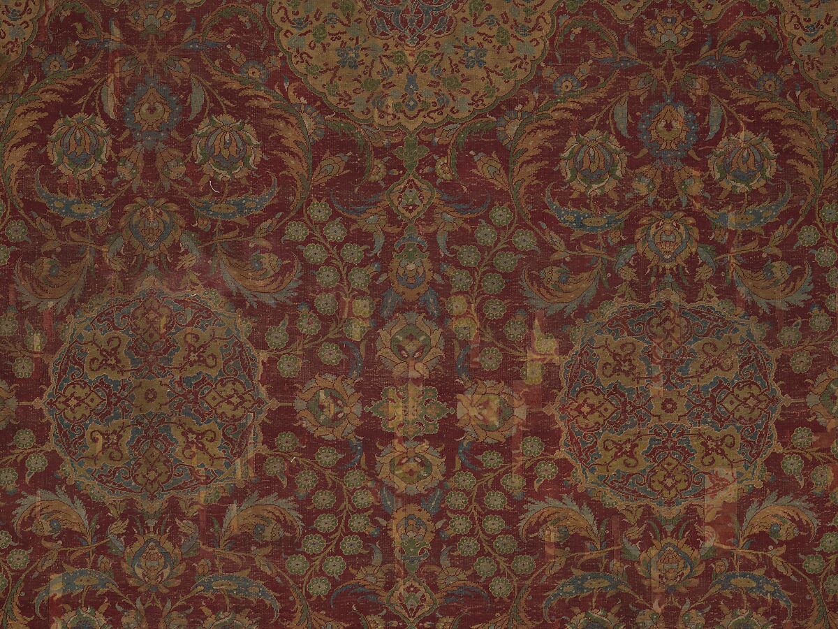Ottoman Court Carpet, Wool (warp, weft and pile); asymmetrically knotted pile