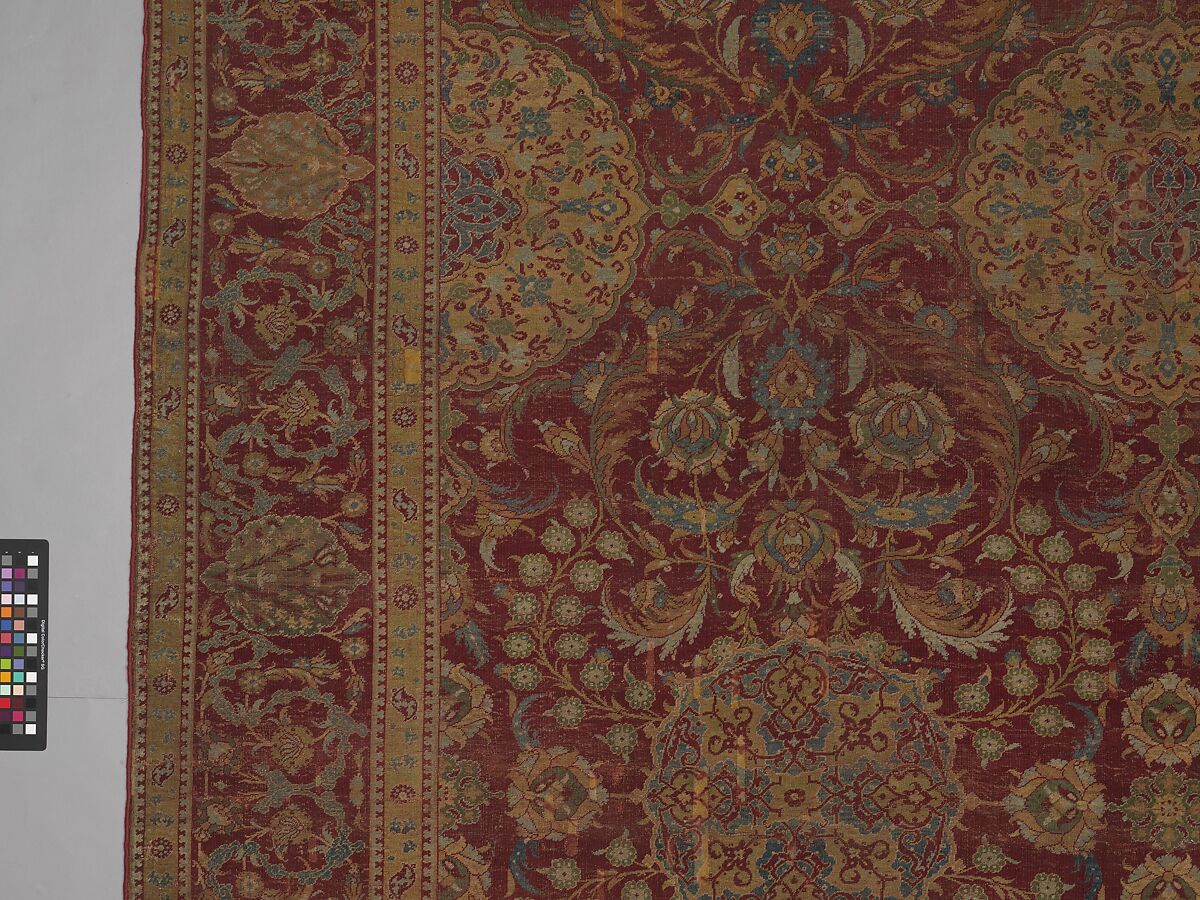 Ottoman Court Carpet, Wool (warp, weft and pile); asymmetrically knotted pile