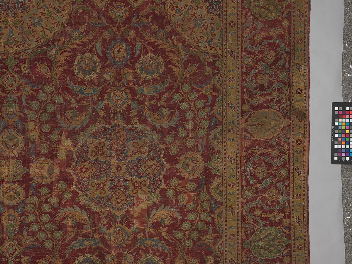 Ottoman Court Carpet, Wool (warp, weft and pile); asymmetrically knotted pile