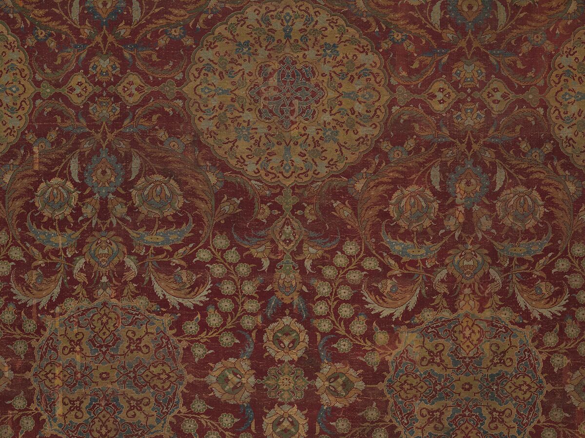 Ottoman Court Carpet, Wool (warp, weft and pile); asymmetrically knotted pile