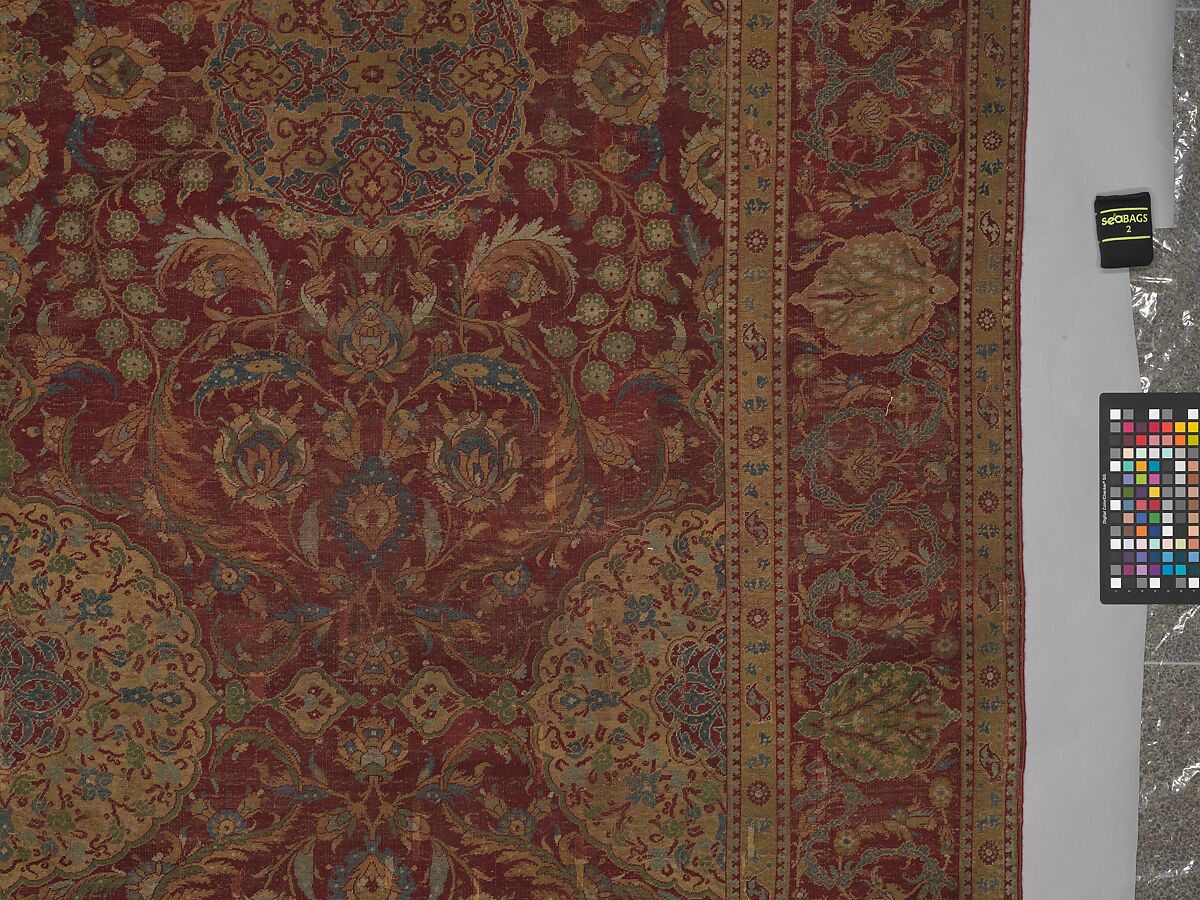 Ottoman Court Carpet, Wool (warp, weft and pile); asymmetrically knotted pile