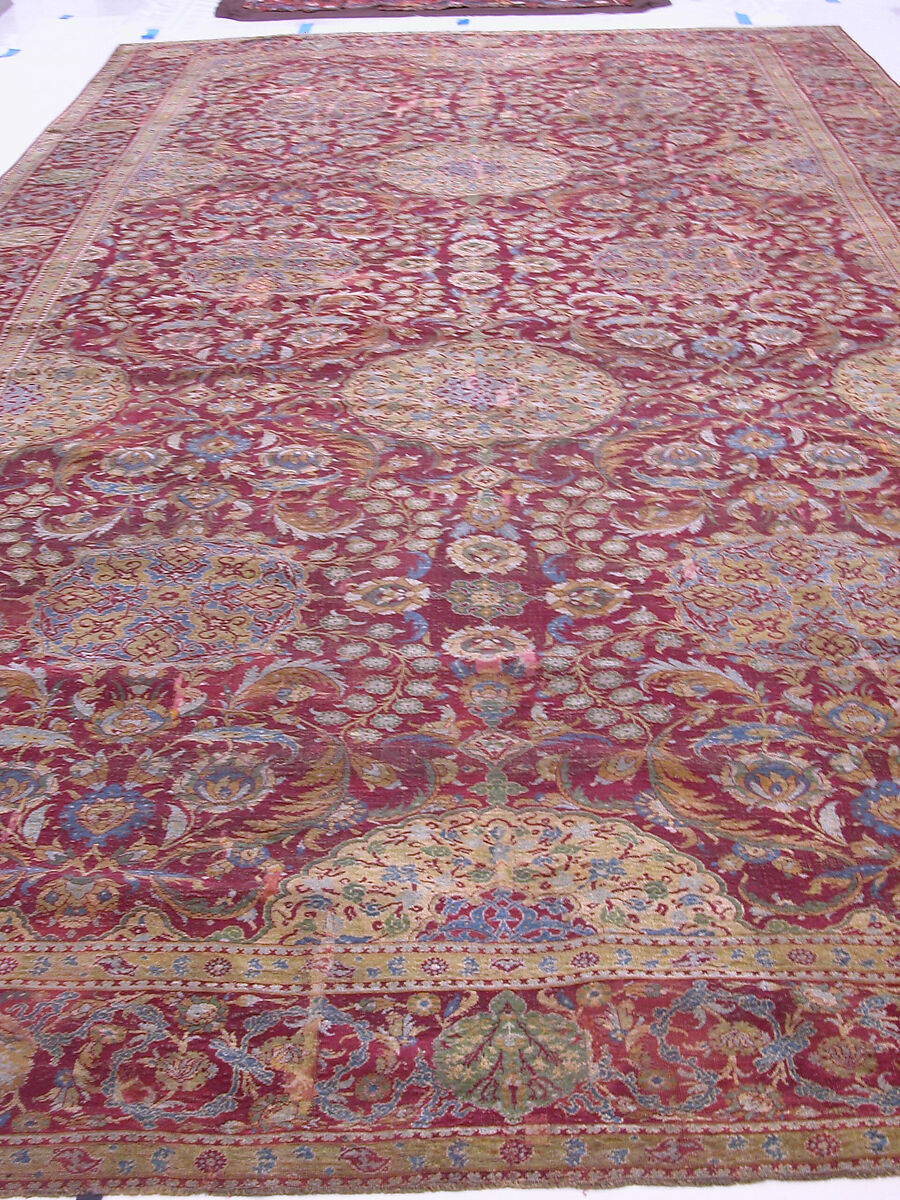 Ottoman Court Carpet, Wool (warp, weft and pile); asymmetrically knotted pile
