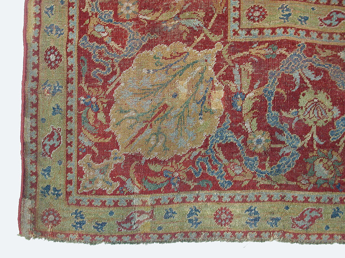 Ottoman Court Carpet, Wool (warp, weft and pile); asymmetrically knotted pile