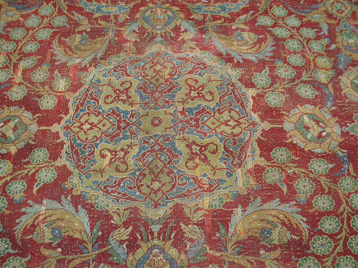 Ottoman Court Carpet, Wool (warp, weft and pile); asymmetrically knotted pile