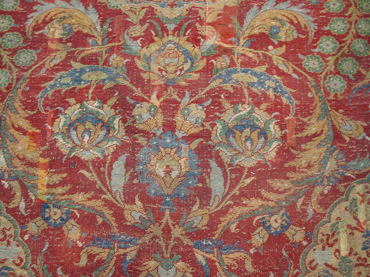 Ottoman Court Carpet, Wool (warp, weft and pile); asymmetrically knotted pile
