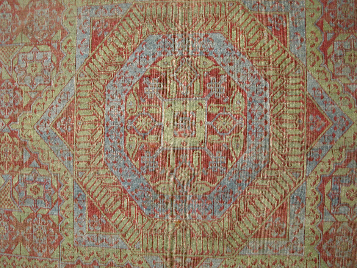 Carpet, Wool (warp, weft and pile); asymmetrically knotted pile