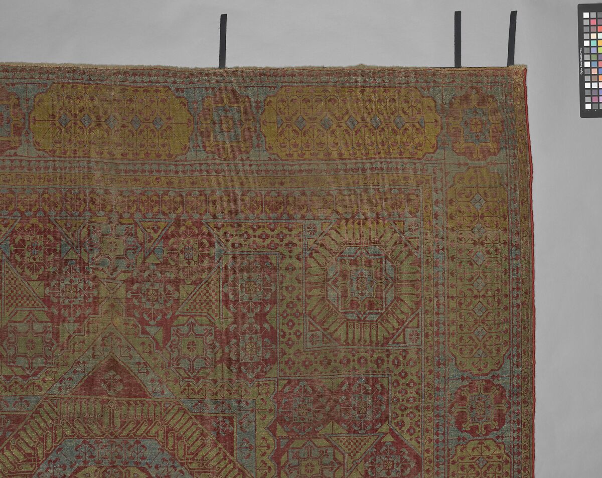 Carpet, Wool (warp, weft and pile); asymmetrically knotted pile