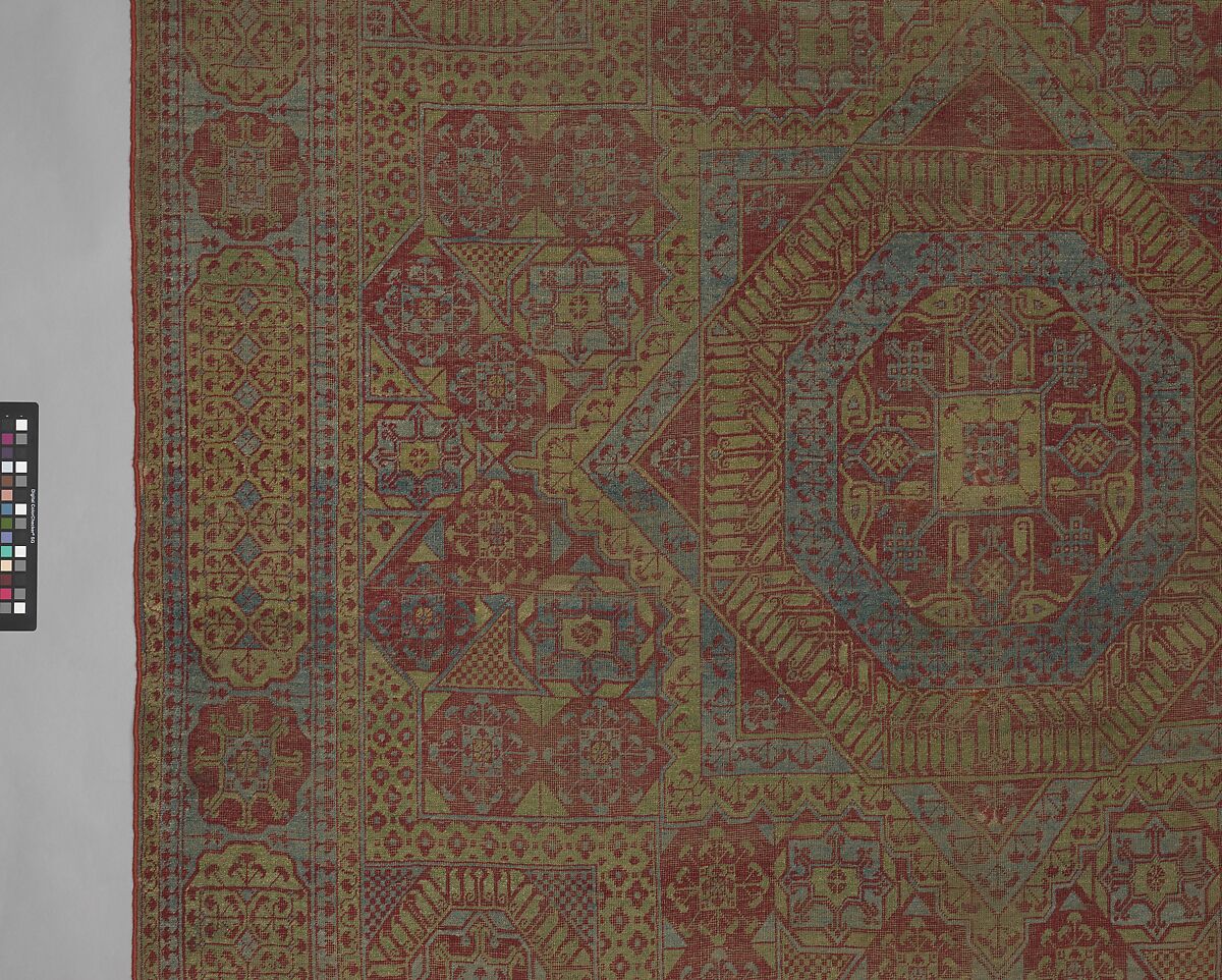 Carpet, Wool (warp, weft and pile); asymmetrically knotted pile