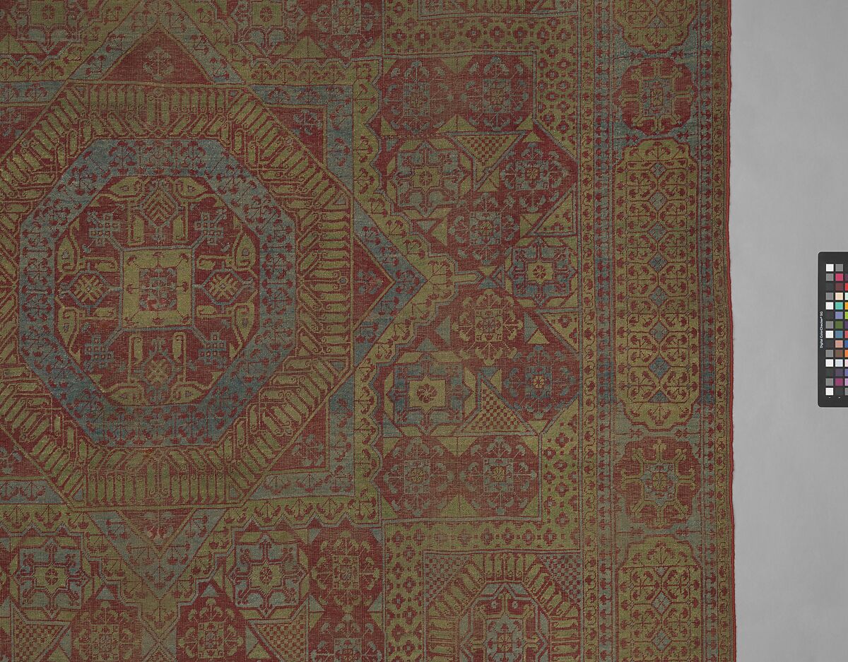 Carpet, Wool (warp, weft and pile); asymmetrically knotted pile