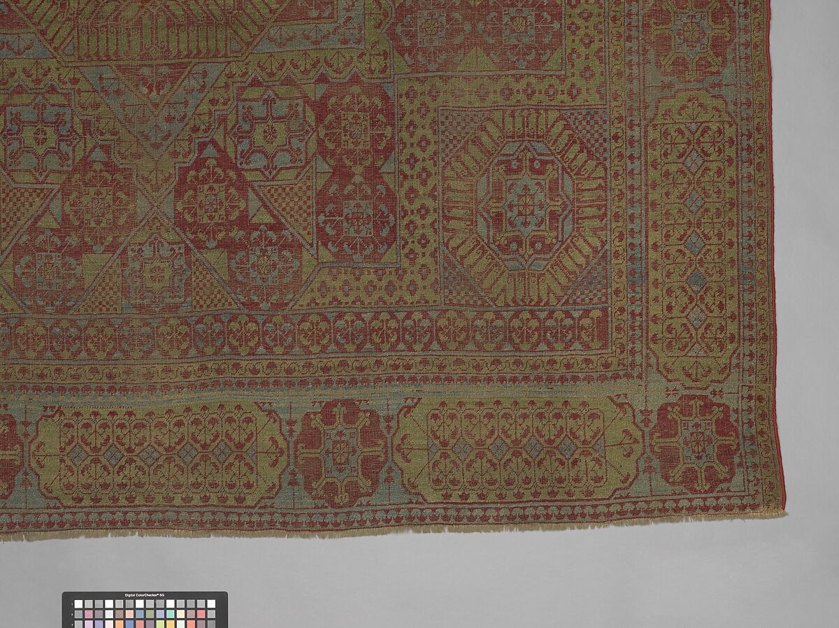 Carpet, Wool (warp, weft and pile); asymmetrically knotted pile