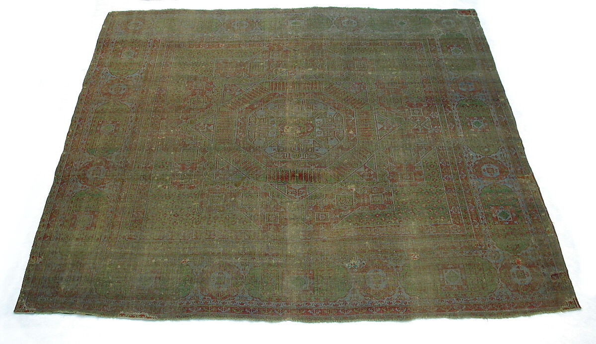Carpet, Wool (warp, weft and pile); asymmetrical knotted pile 