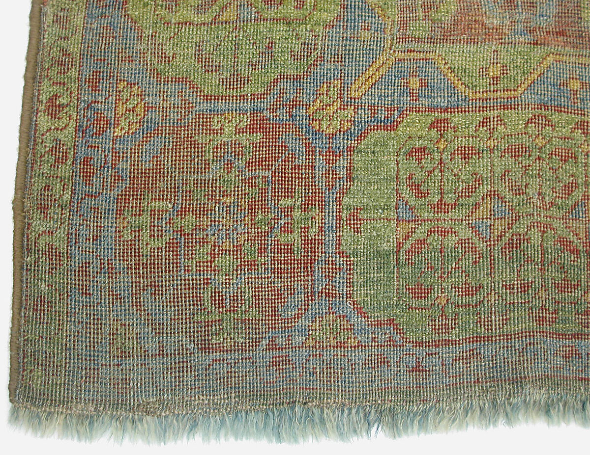 Carpet, Wool (warp, weft and pile); asymmetrically knotted pile