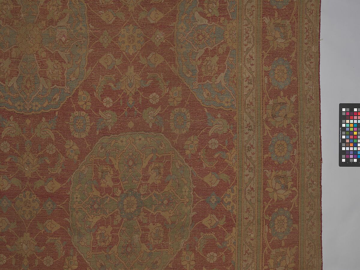 Carpet, Wool (warp, weft and pile); asymmetrically knotted pile